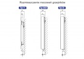 Rozmieszczenie mocowań w grzejniku Plain ART Vertical - PAV2016000300