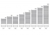 Schematy wymiarów grzejnika - 680 x 385 miedziany - dodatkowe profile grzewcze