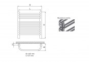Rysunek techniczny grzejnika A/U firmy Radeco - 1250 x 635 miedziany