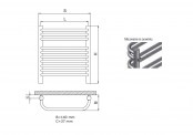 Rysunek techniczny grzejnika A/U firmy Radeco - 1440 x 435 miedziany