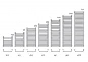 Schematy wymiarów grzejnika A/U firmy Radeco - 1250 x 435