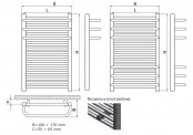 Rysunek techniczny grzejnika A firmy Radeco - 680 x 385 - dodatkowe profile grzewcze