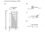 Rysunek techniczny grzejnika Angus ścianka działowa - 1300 x 440