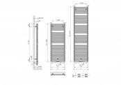 Rysunek techniczny grzejnika Bathline BB - 1186 x 500