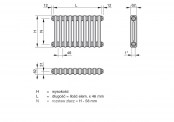 grzejnik Charleston 2 rys. tech. - 1100 x 460