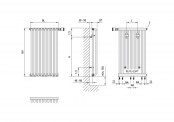 Rysunek techniczny grzejnika Decor-V typ 32 - 1200 x 460 - typ 21