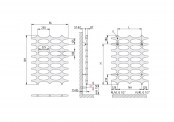 Rysunek techniczny grzejnika Ideos o szerokości 758mm - 1151 x 508