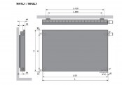 Rysunek techniczny grzejnika Niva Poziom - NH1L1 - 450 x 520