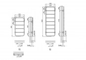 Rysunek techniczny grzejnika Nobis - 1104 x 500 - elektryczny