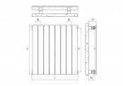 Rysunek techniczny grzejnika Piano Pion - 1220 x 1240