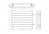 Rysunek techiczny grzejnika Piano Poziom - 1128 x 1220