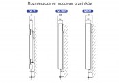 Rozmieszczenie mocowań w grzejniku Plain ART Vertical - PAV2216000400