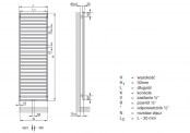 Rysunek techniczny grzejnika Quaro - 1403 x 300 - grzejnik wykonany ze stali nierdzewnej