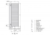 Rysunek techniczny grzejnika Quaro przy montażu jako ścianka działowa - 1403 x 600