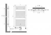 Rysunek techniczny grzejnika Sani Basic - 1320 x 500