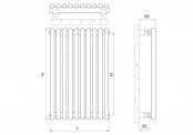 Rysunek techniczny grzejnika Sitar - 550 x 136