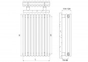 Rysunek techniczny grzejnika Sitar 2 Pion - 1520 x 884