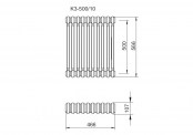 Rysunek techniczny grzejnik Trex 3 - rozstaw 500 - 566 x 920