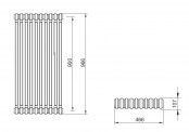 Rysunek techniczny grzejnik Trex 3 - rozstaw 900 - 966 x 460