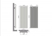 Rysunek techniczny grzejnika Vertiline VD - 2020 x 608