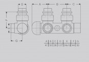 Zawór termostatyczny 50 mm w osiach - kątowy - rysunek techniczny - TGZTCR006