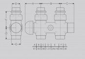Zawór termostatyczny 50 mm w osiach - prosty - rysunek techniczny - TGZTCR014